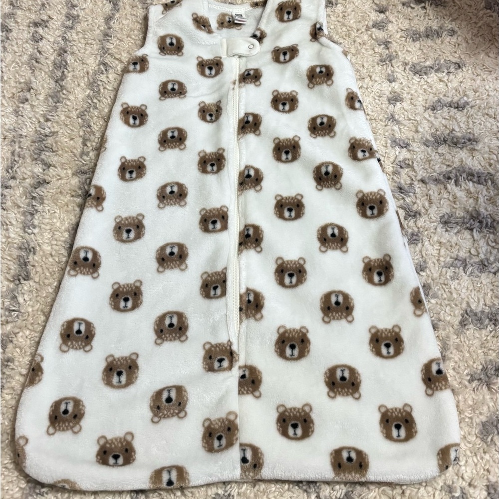 White and Brown Bear Print Sleep Sack Pajamas